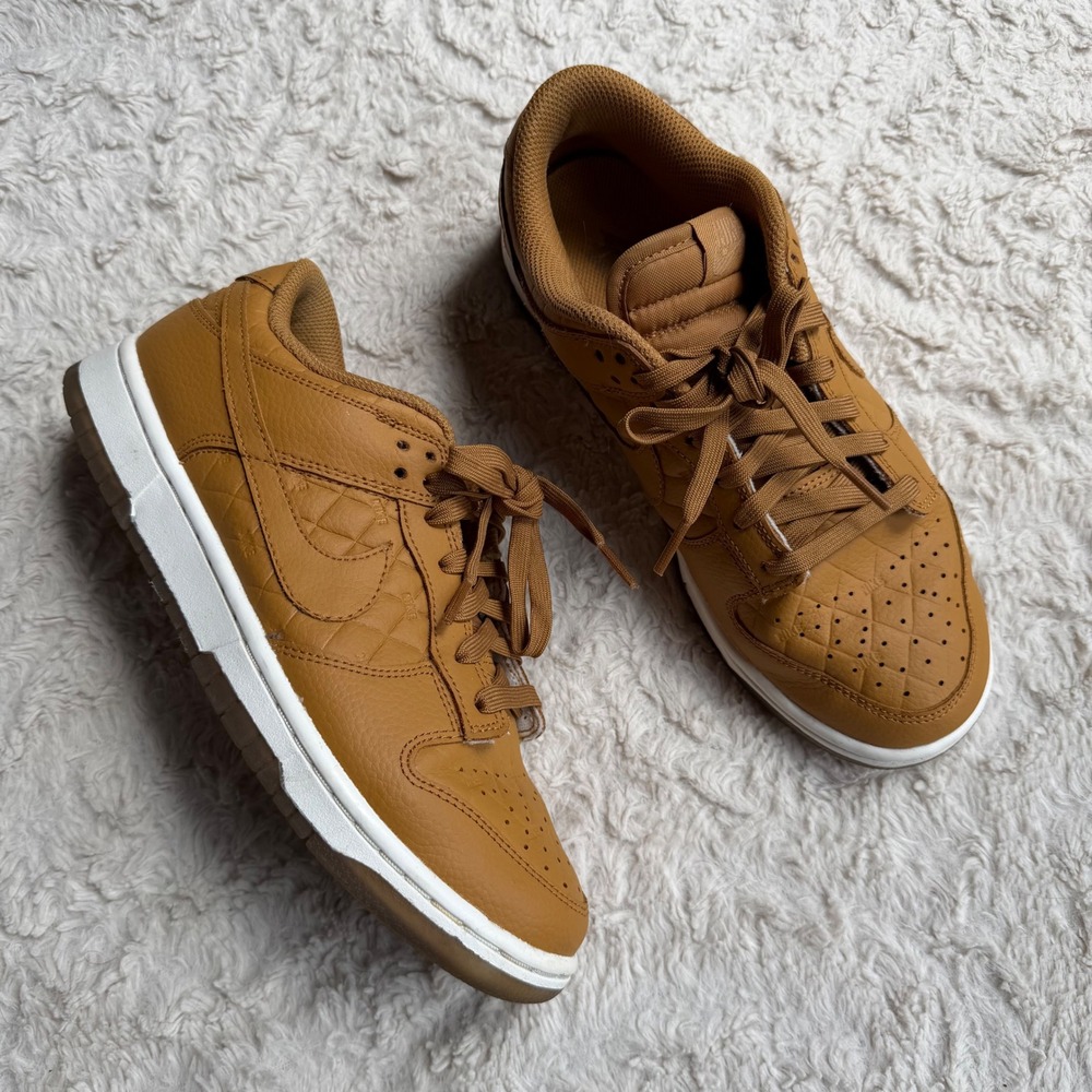 Nike Dunk Low Quilted Wheat Tan Sneakers DX3374-700 Womens 8.5 Mens 7 Shoes